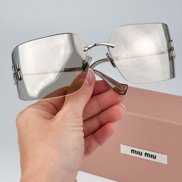 Miu Miu MU54YS 1BC10F BRAND NEW Sunglasses Silver Gold Mirror Wraparound… main image 14